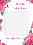 Pink Peony Baby Shower Instagram photo frame prop or selfie frame