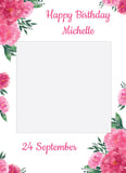 Pink Peony Birthday Instagram photo frame prop or selfie framey