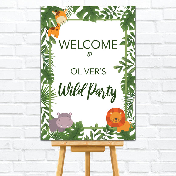 Wild One Jungle Kid's Birthday Party Welcome Sign/Board/Poster. Ships from Auckland, New Zealand (NZ)