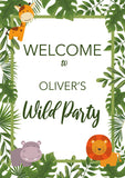 Wild One Jungle Kid's Birthday Party Welcome Sign/Board/Poster. Ships from Auckland, New Zealand (NZ)