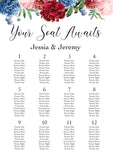peony poppies seating chart. Perfect for weddings. Ships from Auckland, NZ