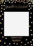 Black with Gold Confetti Wedding Instagram photo frame prop or selfie frame