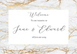 Marble look welcome sign/board for all events such as weddings, bridal showers, birthdays, baby showers and parties.