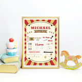 red and gold circus milestone board/sign/poster for kids first birthday. Ships from Auckland, New Zealand (NZ)