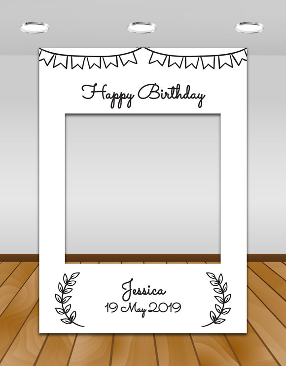 Black and White Rustic Birthday Instagram photo frame prop or selfie frame