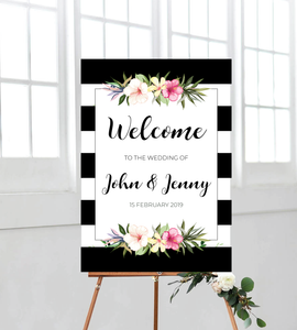 Tropical welcome sign/board for weddings, birthdays, baby showers, anniversaries, engagements, etc. Ships from Auckland, New Zealand (NZ)