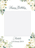 white roses birthday instaframe (selfie frame or instagram frame prop)