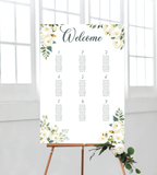 White roses wedding seating chart/board. Ships from Auckland, New Zealand (NZ)