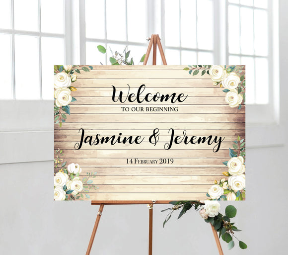 Wooden Look Welcome Sign